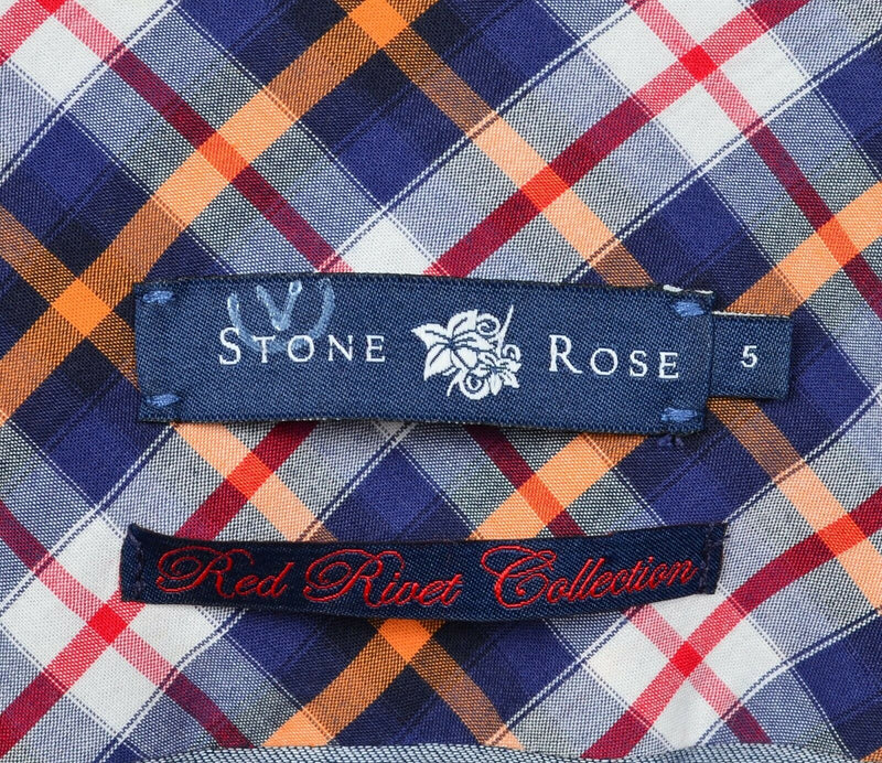 Stone Rose Men's 5 (XL) Flip Cuff Red Rivet Collection Blue Button-Front Shirt