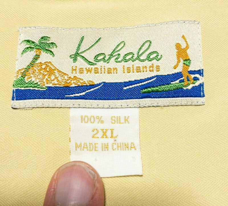 Kahala Hawaiian Shirt 2XL Men's Silk Aloha Lounge Hula Girl Pin-Up Embroidered