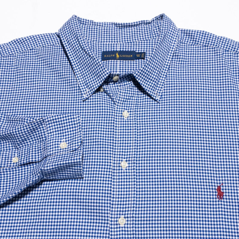 Polo Ralph Lauren Shirt Men's 4XLT Tall Long Sleeve Blue Check Button-Down