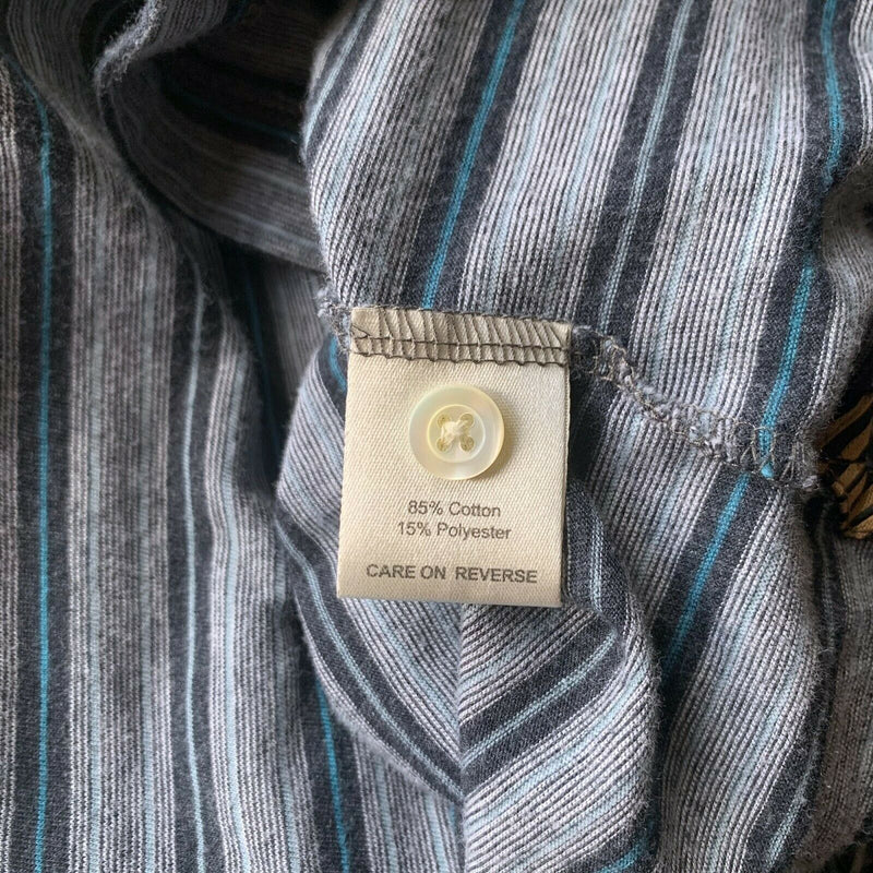 Billy Reid Men's XL Gray Blue Striped Cotton Polyester Blend Pocket Polo Shirt
