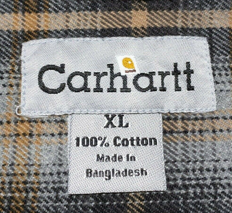 Carhartt Flannel Men's XL Heavyweight Shirt Gray Plaid S129 Flannel Shirt