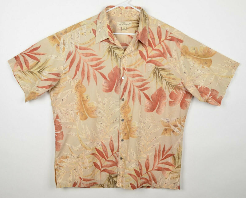 Tori Richard Men's Sz XL 100% Cotton Lawn Floral Brown Tan Hawaiian Aloha Shirt