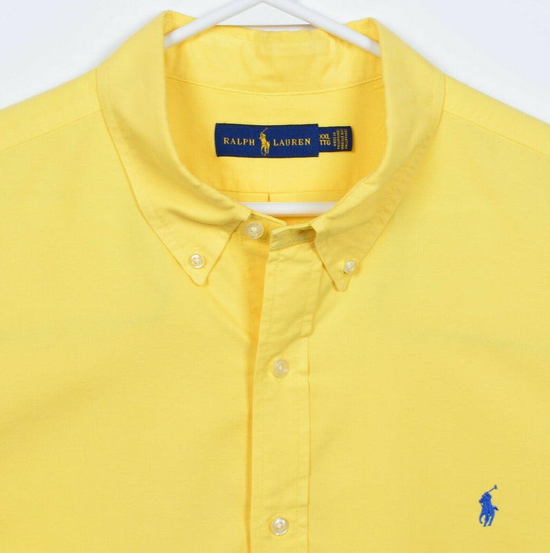 Polo Ralph Lauren Men's 2XL Solid Yellow Pony Short Sleeve Button-Down Shirt