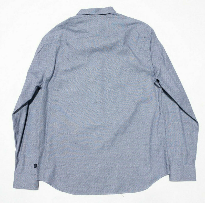 Armani Collezioni Button-Front Shirt Blue Check Long Sleeve Designer Men's XL