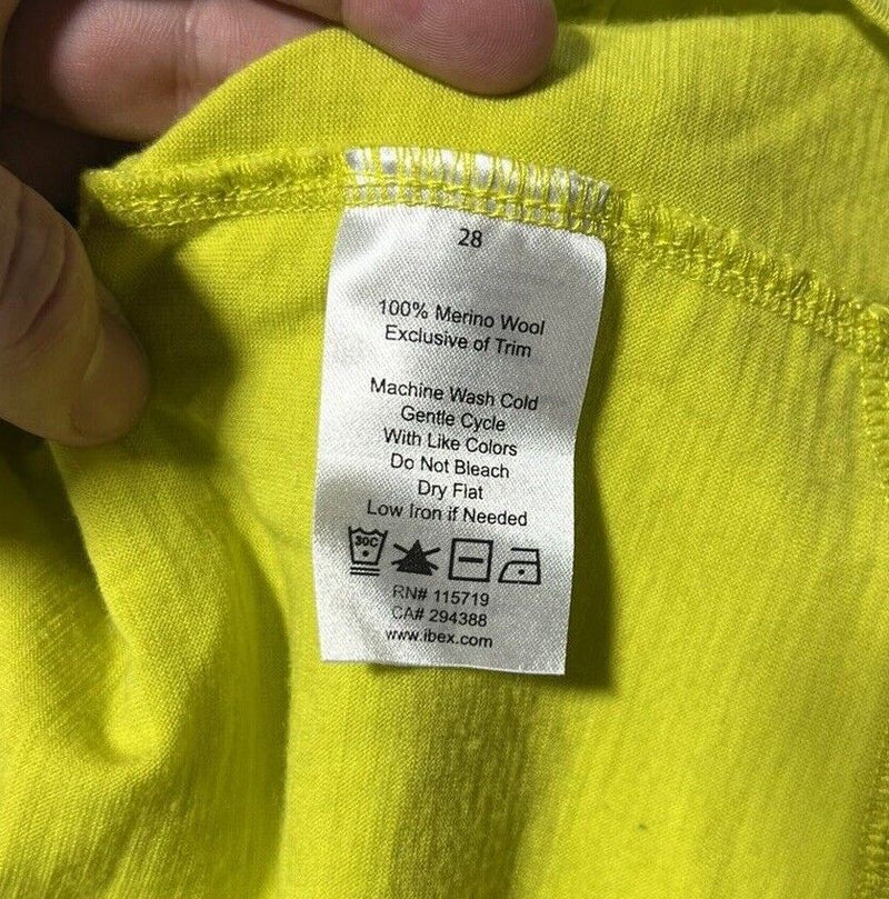 Ibex Cycling Jersey Large Men's Merino Wool Neon Yellow Full Zip Pockets