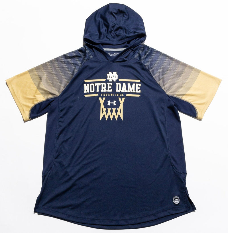 Notre Dame Basketball Hoodie Men's 2XL Under armour Warm-Up Short Sleeve Irish