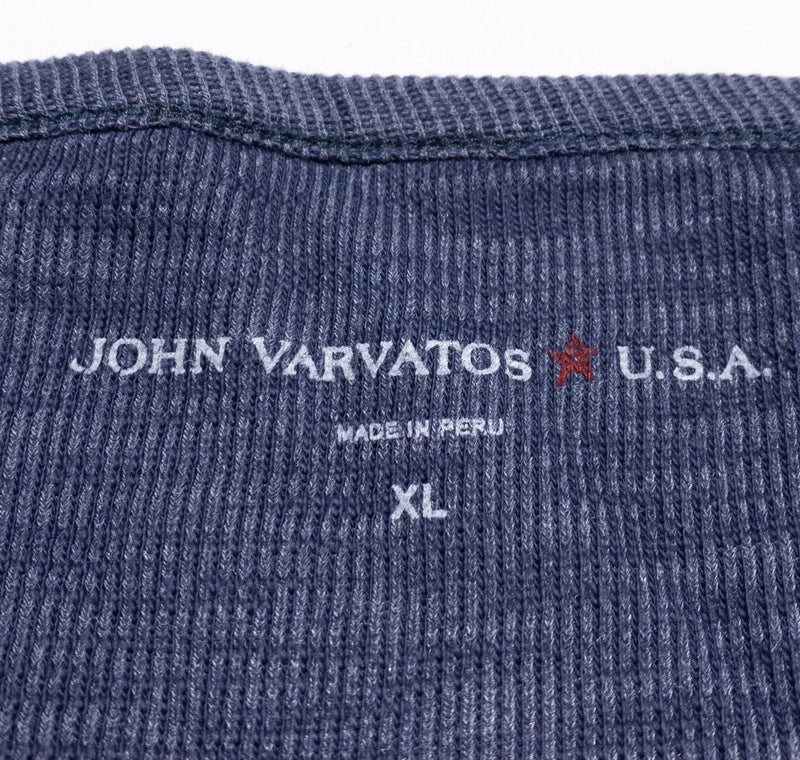 John Varvatos Henley Men's XL Slub Knit Long Sleeve Shirt 4-Button Blue USA