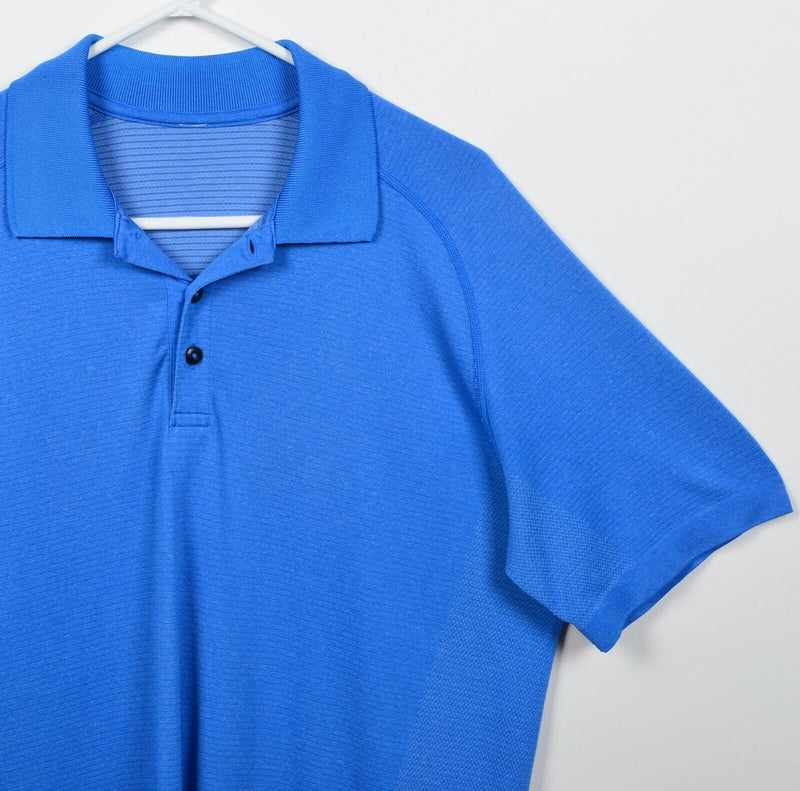 Lululemon Men's Large Solid Blue Athleisure Stretch Wicking S/S Polo Shirt