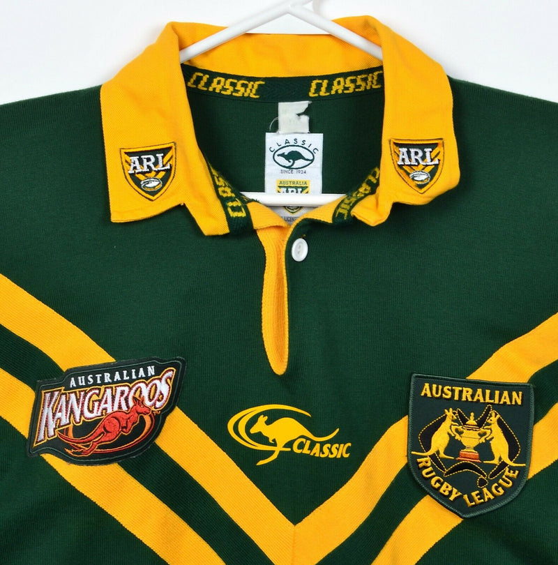 Australia Kangaroos Men's 2XL ARL Australian Rugby League Green Gold Shirt