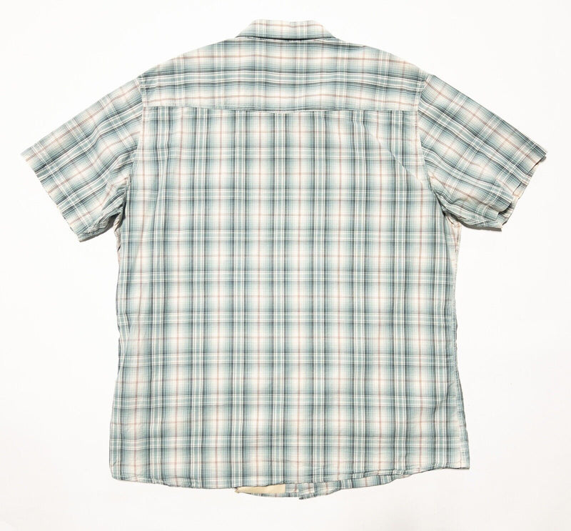 Kuhl Shirt XL Men's Green Plaid Cotton Linen Short Sleeve Button-Front Hiking