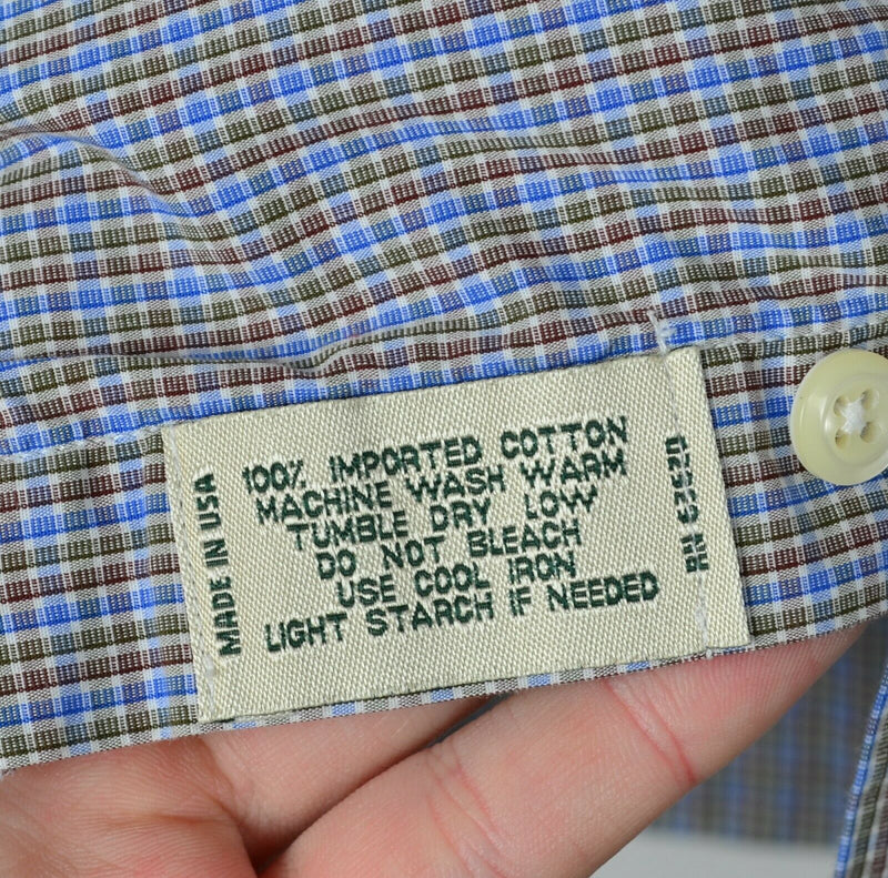 Vintage Gitman Bros Men's XL Tailored Fit Blue Red Plaid USA Button-Front Shirt