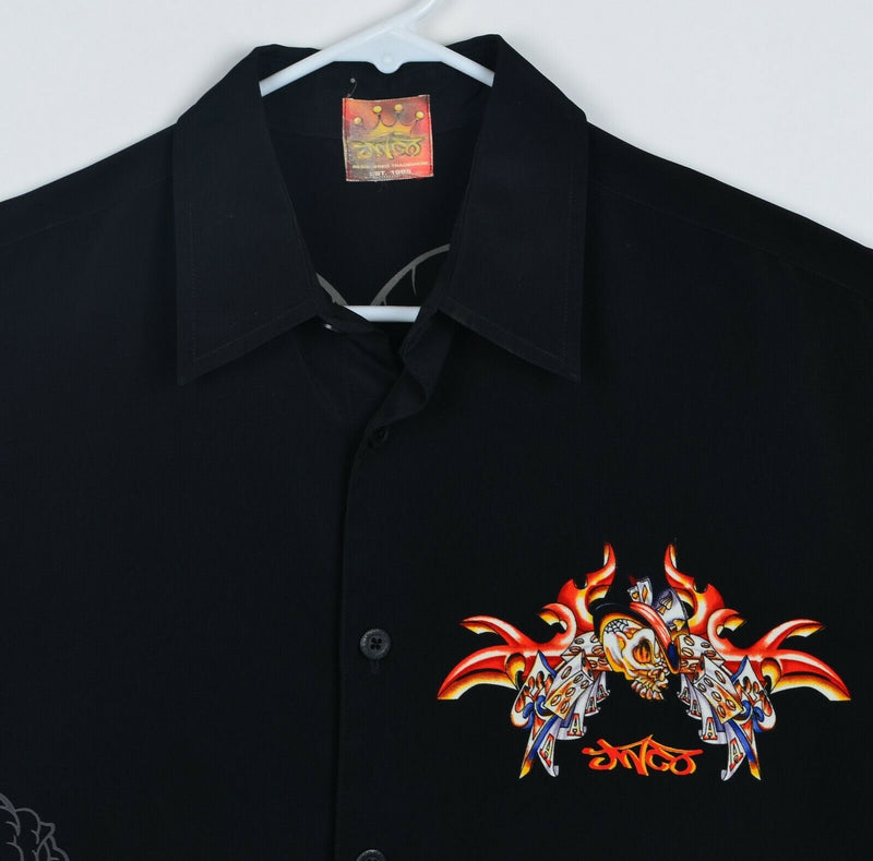 Vtg 90s JNCO Men’s Sz Medium Skull Flames Spades Skate Street Shirt