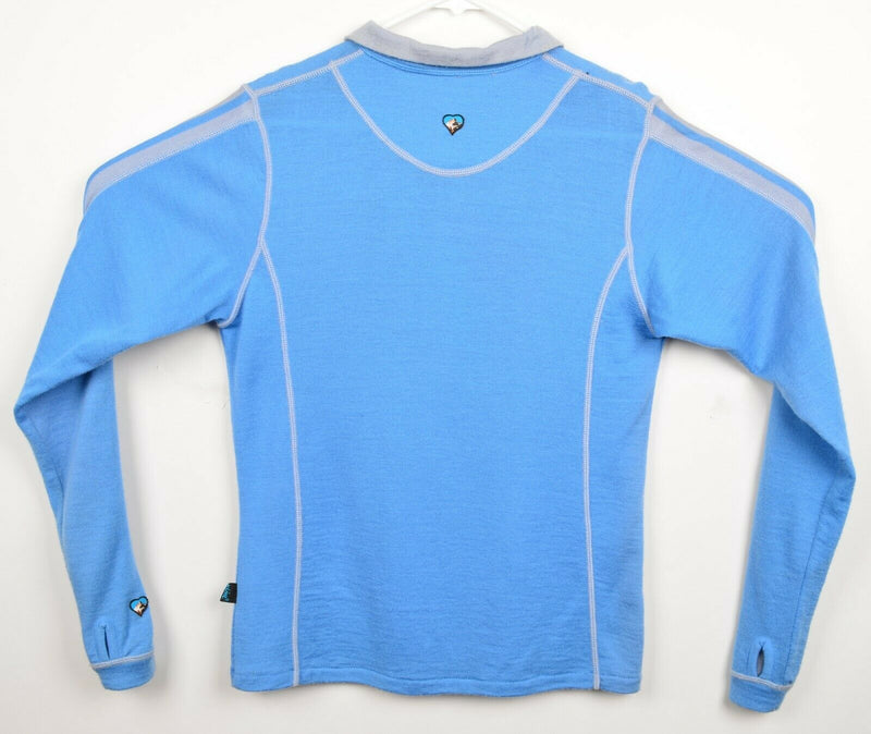Kuhl Women’s Medium 100% Merino Wool Blue Hiking 1/4 Zip Pullover Sweater