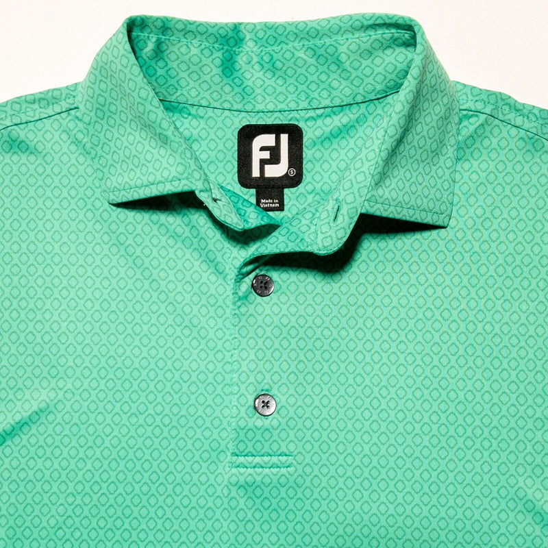 FootJoy Golf Shirt Small Men's Polo Green Geometric Diamond Wicking Stretch