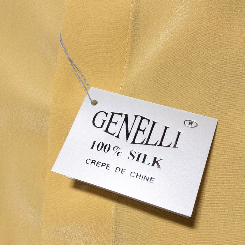 Genelli Silk Shirt Men's Large Band Collar Butter Yellow Party Long Sleeve