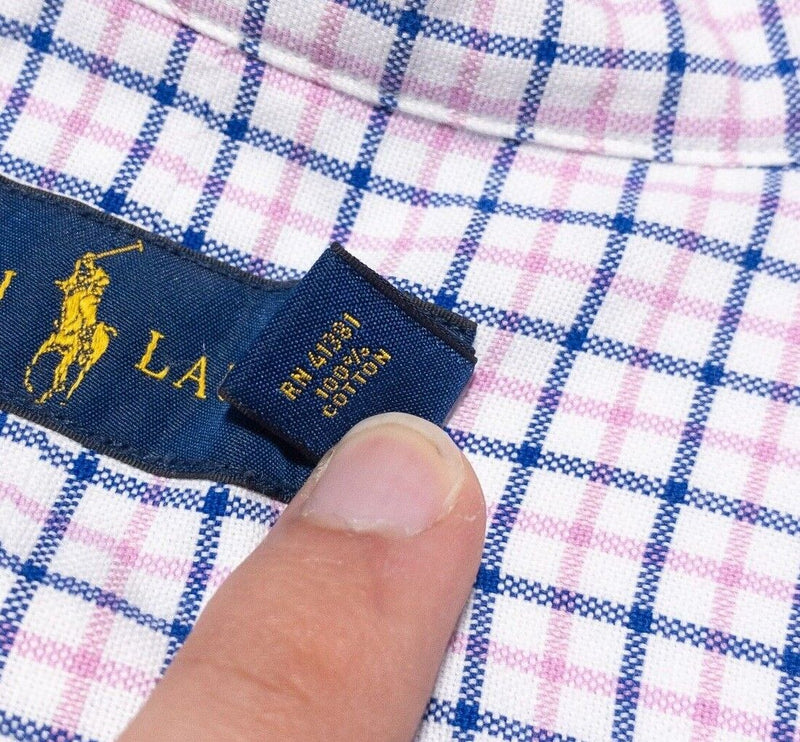 Polo Ralph Lauren 2XB Men's Shirt Pink Blue Graph Check Long Sleeve 2XL Big Tall