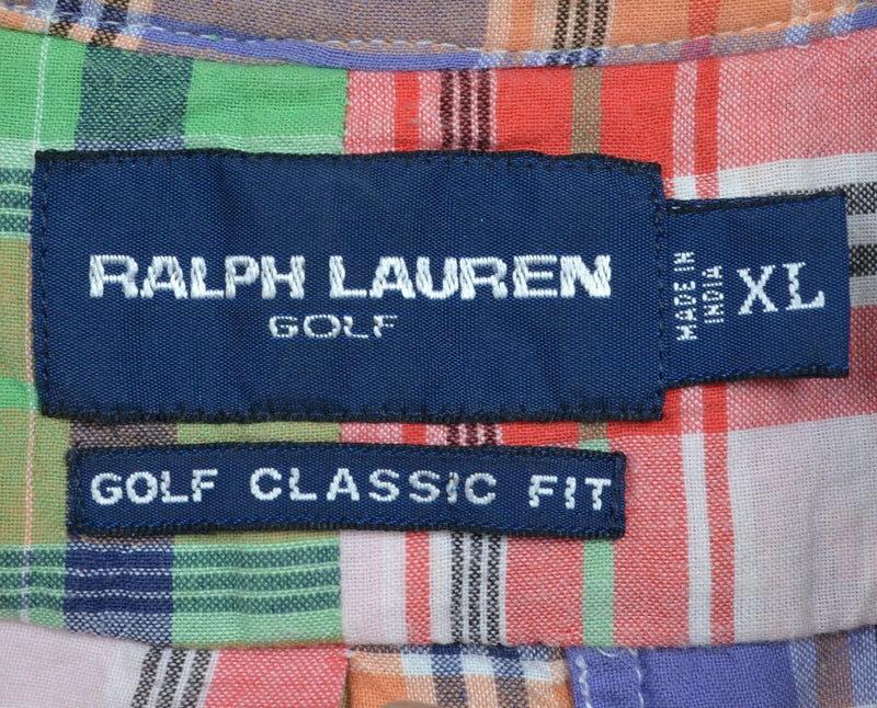 Polo Ralph Lauren Golf Men XL Patchwork Quilted Colorful Plaid Button-Down Shirt
