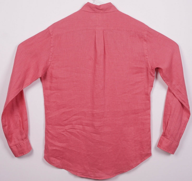 Polo Ralph Lauren Men's Small 100% Linen Solid Red/Pink Button-Down Shirt