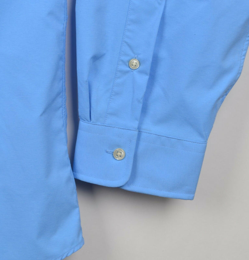 Polo Ralph Lauren Men's Sz XL Performance Solid Blue Nylon Button-Down Shirt
