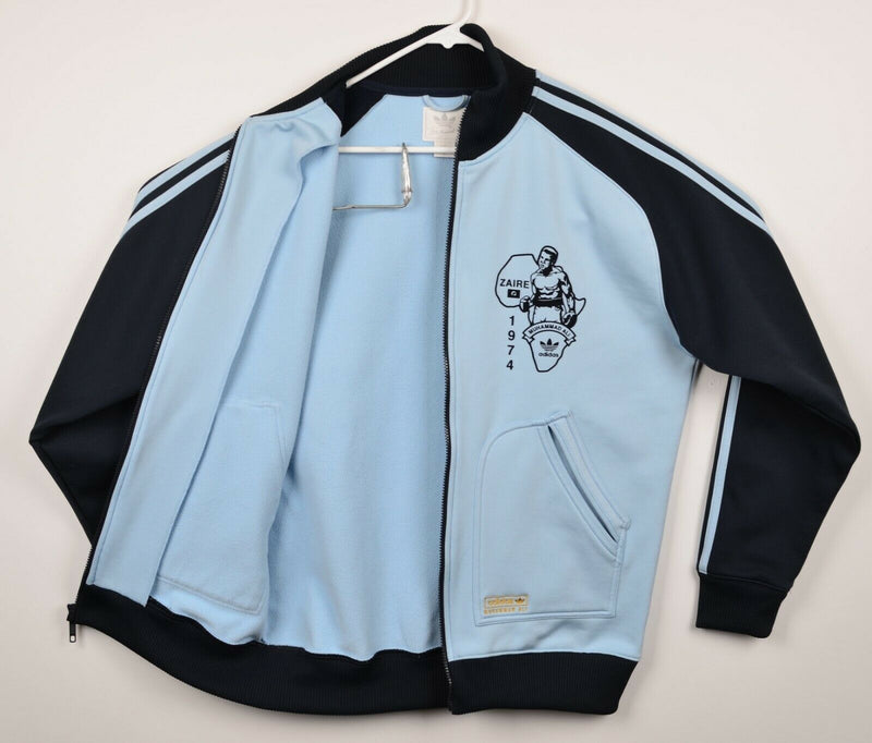 Muhammad Ali Adidas Men's Medium Zaire 74 Light Blue Navy Full Zip Track Jacket