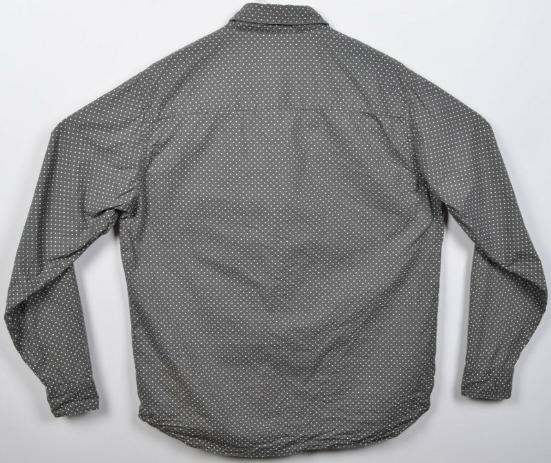 Stussy Men's Medium Gray White Polka Dot Long Sleeve Button-Front Shirt