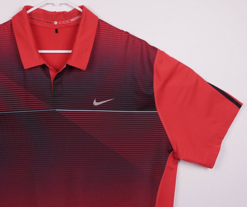 Tiger Woods Collection Men's XL Nike Golf Black Red Vented Snap Golf Polo Shirt