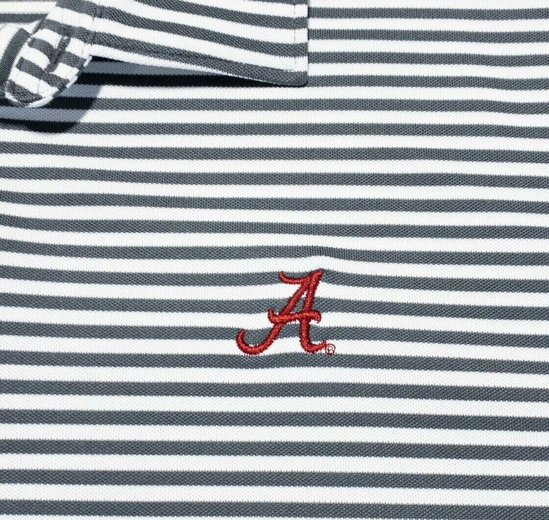 Alabama Peter Millar Polo Men's Large Golf Shirt Crimson Tide Gray White Striped