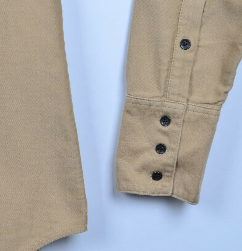 Rag & Bone Men's Medium Cotton Cashmere Blend Western Style Tan Handmade Shirt