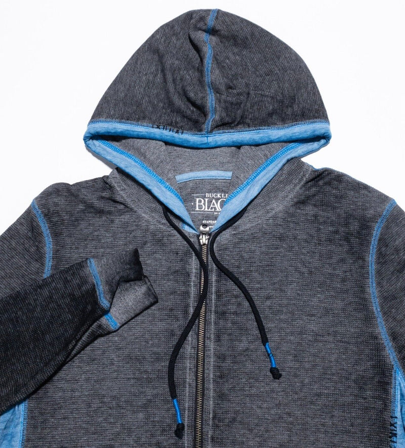 Buckle Black Hoodie Men's Medium Standard Fit Full Zip gray Blue Distressed