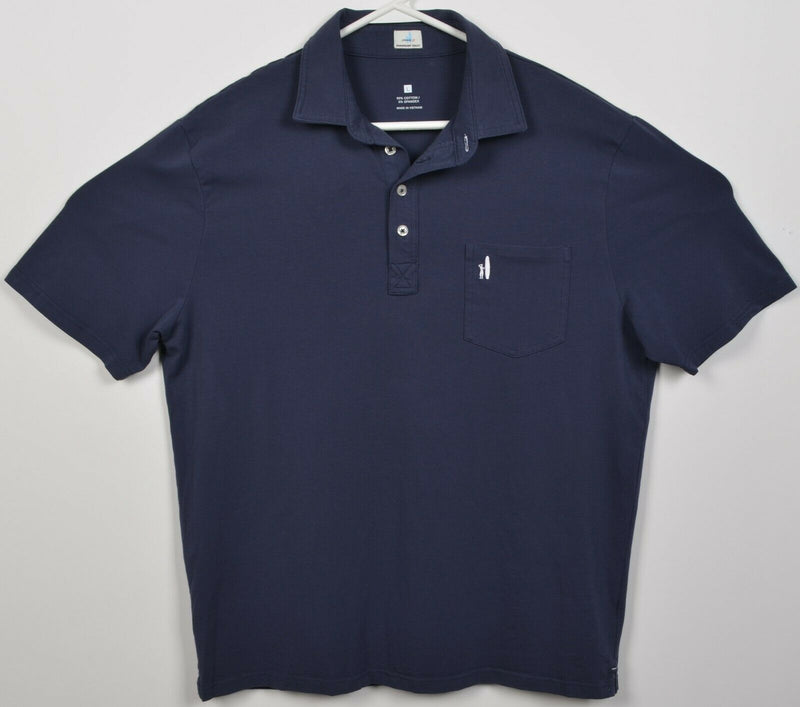 Johnnie-O Hangin' Out Men's Large Navy Blue Cotton Spandex Pocket Polo Shirt
