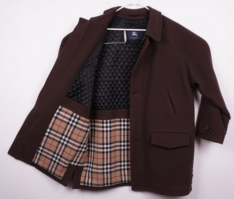 Burberry London Men's XL? Wool Cashmere Blend Nova Check Brown Overcoat