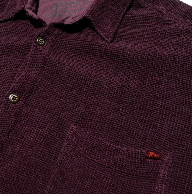 Tommy Bahama Relax Waffle Knit Button-Front Shirt Maroon Purple Men's 2XL
