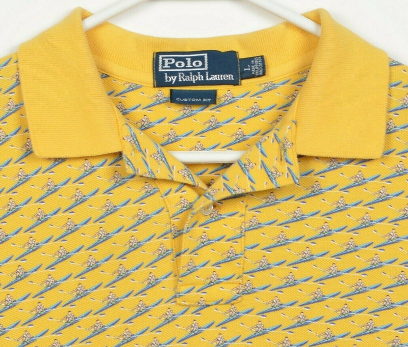 Polo Ralph Lauren Men's Large Rowing Man Pattern Golden Yellow S/S Polo Shirt