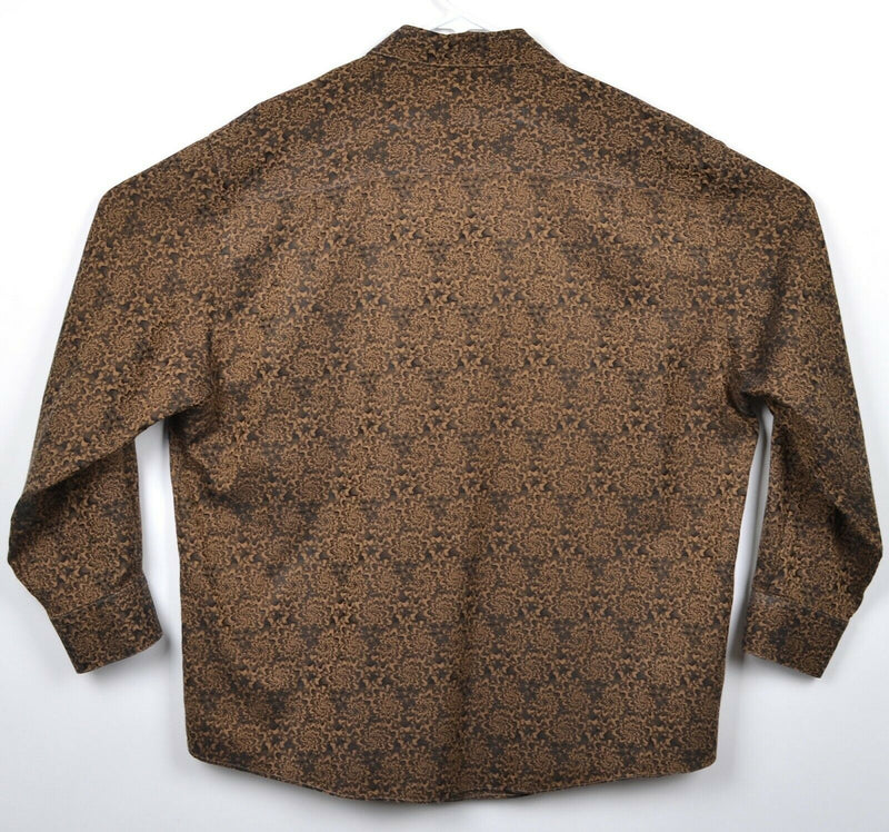 Jhane Barnes Men's XL Silk Blend Gold Brown Swirls Geometric Lounge Shirt