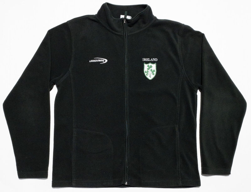 Lansdowne Ireland Jacket Men's XL Fleece Full Zip Shamrock Logo Solid Black