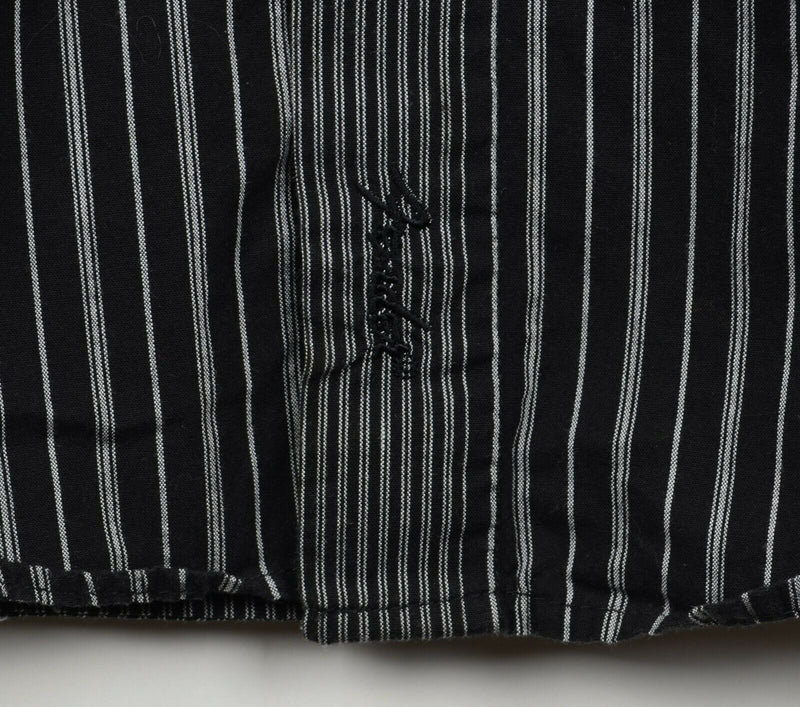 Fender Men's Sz Medium Skull Guitar Graphic Black Striped Long Sleeve Shirt