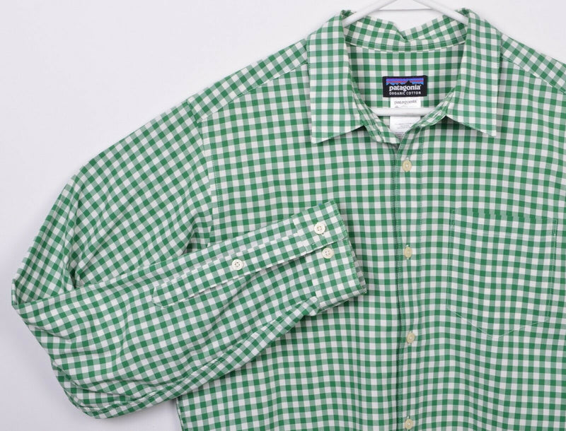 Patagonia Men's Medium Green Gingham Check Fezzman Button-Front Shirt