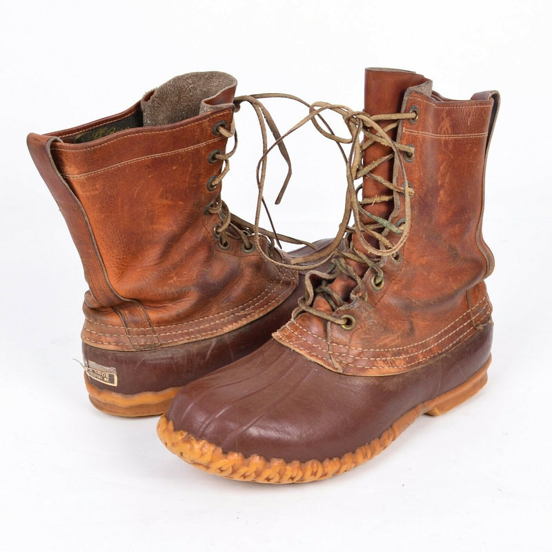 Vintage 1940s L.L. Bean Maine Hunting Shoes Men US 10? Leather Rubber Duck Boots