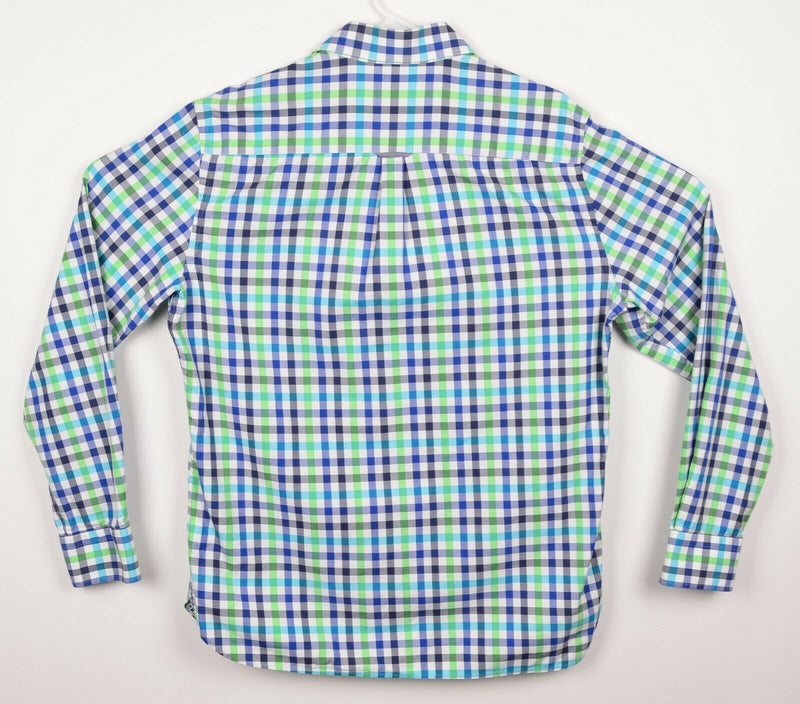 Stone Rose Men's Sz Large 4 Flip Cuff Green Blue Plaid Check Long Sleeve Shirt