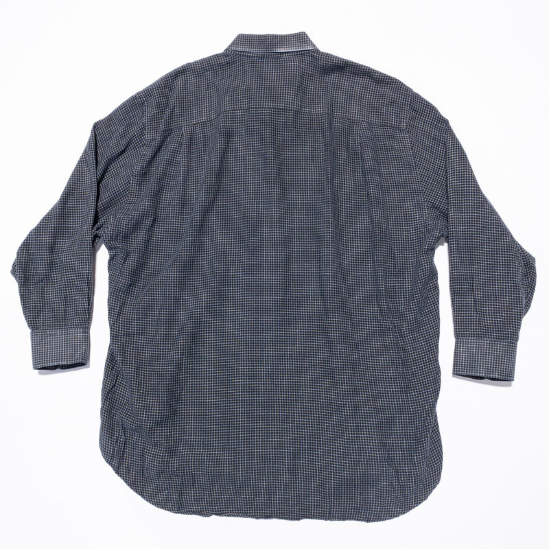 Brioni Sport Dress Shirt Men's Large Black Check Italy Designer Long Sleeve