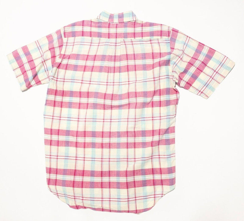 Vintage Brooks Brothers Shirt Men's 15.5 (Medium) Plaid 70s Pink Yellow USA