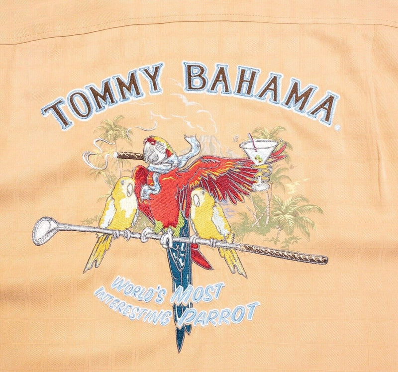 Tommy Bahama Embroidered Silk Shirt Medium Men's World's Most Interesting Parrot