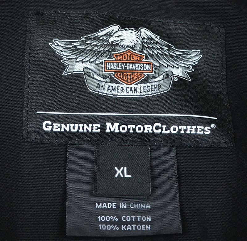 Harley-Davidson Men's XL Staff Black White Embroidered Uniform Mechanic Shirt