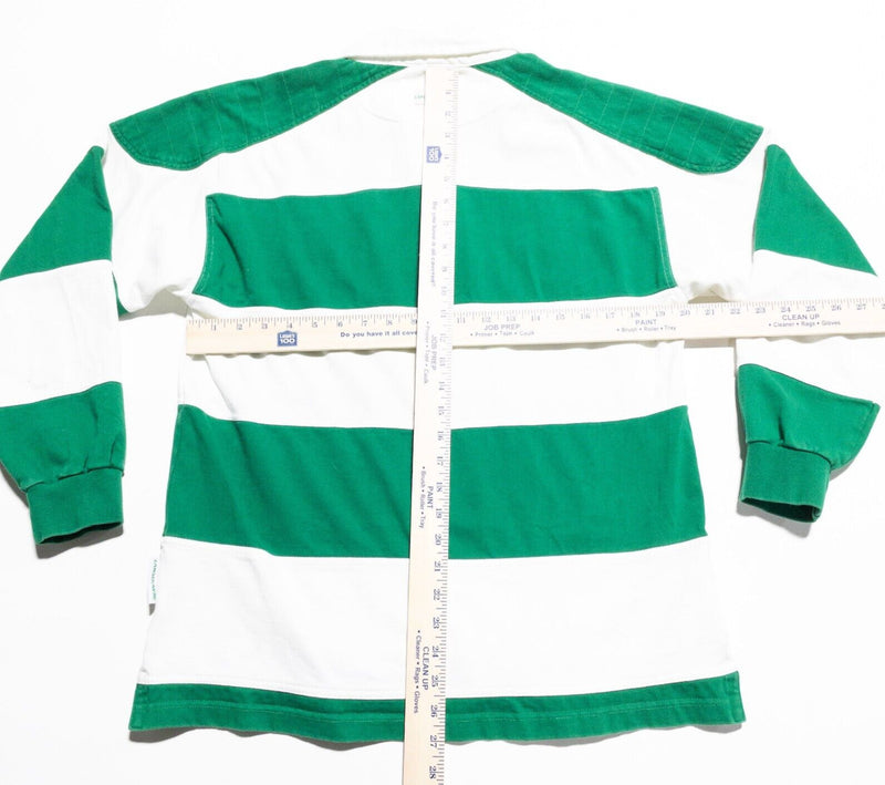 Lansdowne Rugby Shirt Men's Medium Ireland Green Stripe Long Sleeve Polo