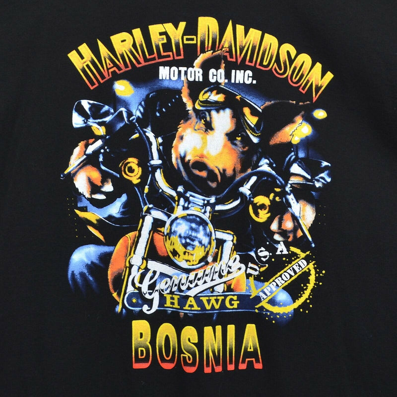 Vintage Harley-Davidson Men's Sz XL Hog Hawg Bosnia Dealer Graphic T-Shirt