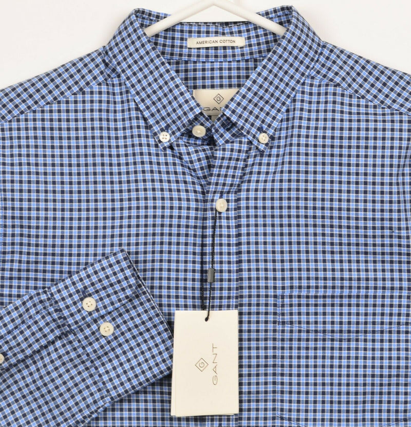 GANT Men's Small Blue Navy Check American Cotton Fitted Button-Down Shirt