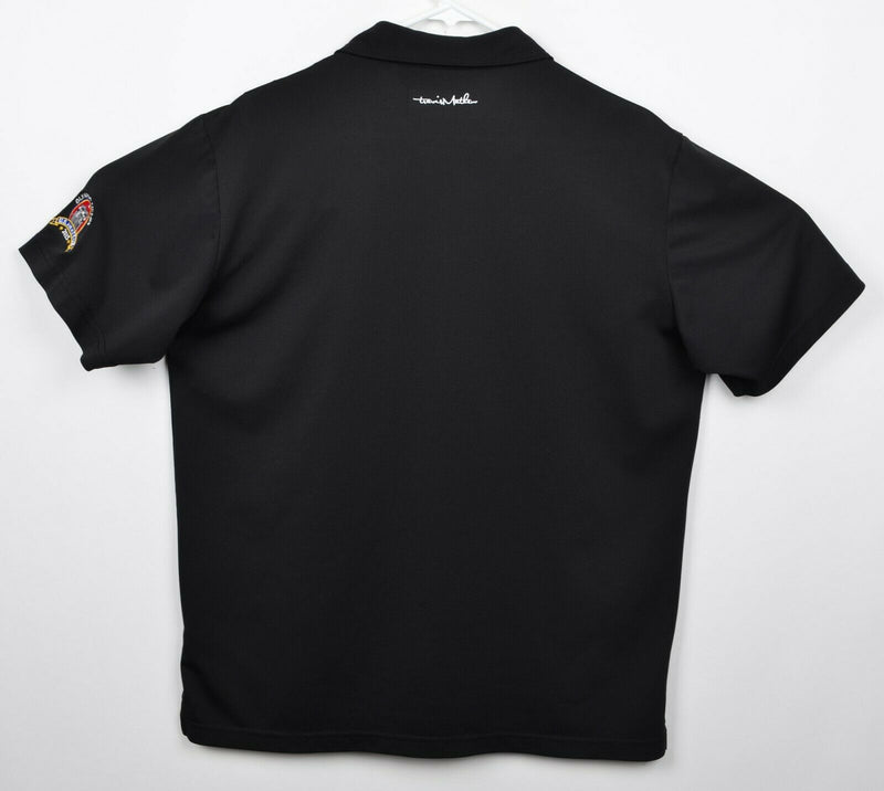 Travis Mathew Men's Sz Large Black Striped Polyester Golf Polo Shirt
