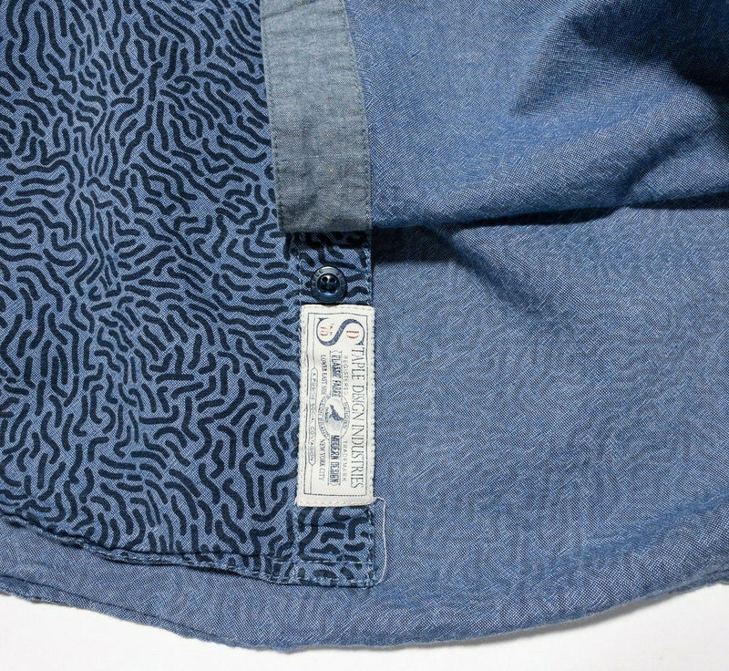 Staple Pigeon Brand Shirt Men's Medium Blue Squiggles Print Button-Front