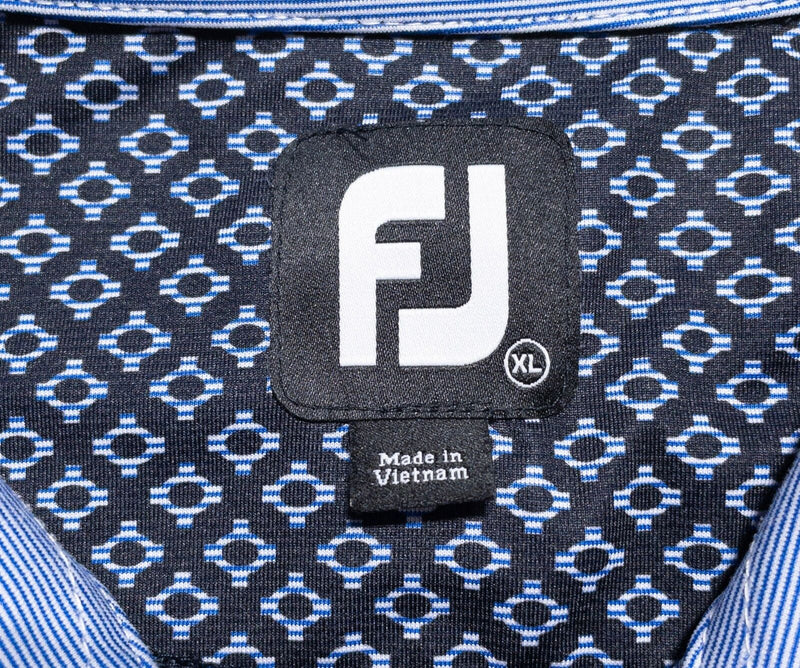 FootJoy Golf Shirt Men's XL Blue Geometric Wicking Performance Polo