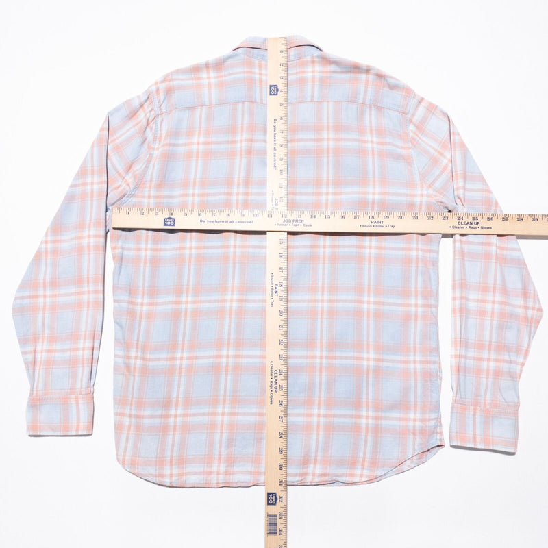 Faherty Shirt Men's XL Plaid Button-Up Long Sleeve Peach Pink Light Blue Preppy